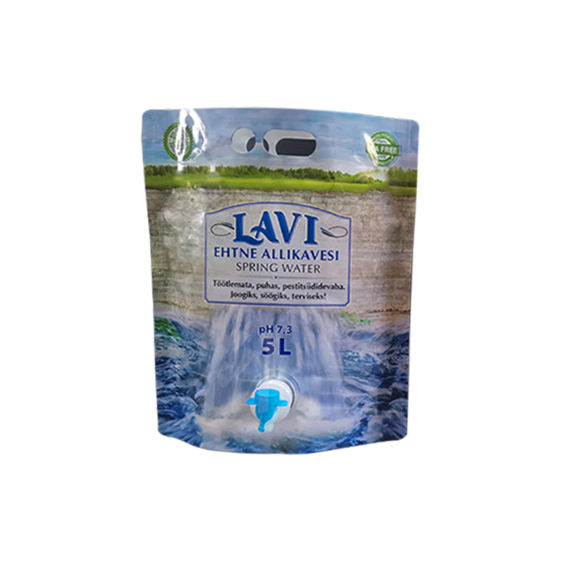 Self-supporting plus valve juice pouches